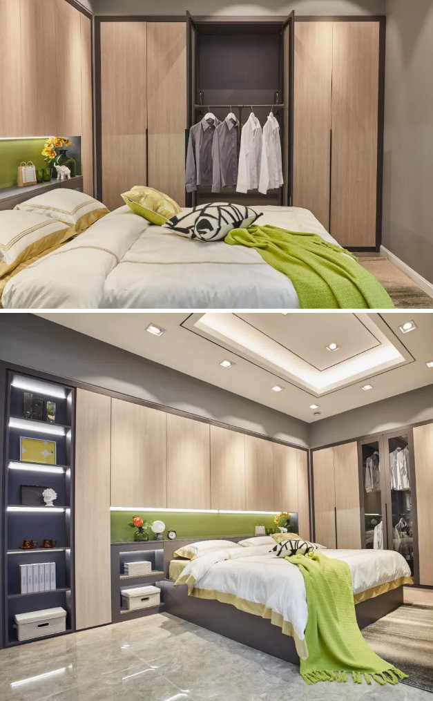 银河8366cc免漆生态板清风胡桃定制衣柜实拍